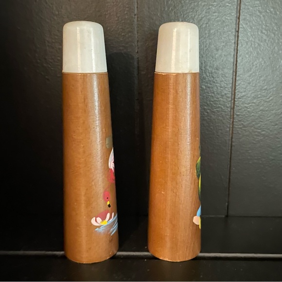 Vintage MCM Salt & Pepper Shaker Set Miami Beach Florida Flamingo Palm Tree - Picture 4 of 8